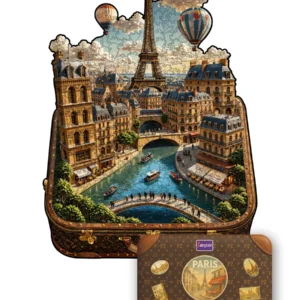 Пазл «Париж в чемодане» — деревянный фигурный пазл FairyTale